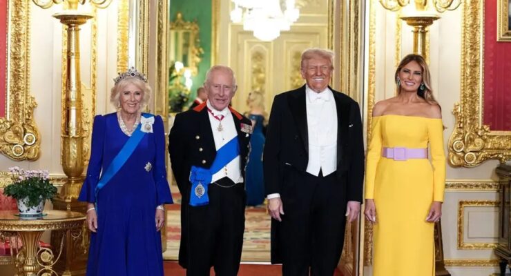 PRESIDENT TRUMP AND FIRST LADY MELANIA TRUMP ARE WELCOMED TO WINDSOR BY THE ROYAL FAMILY ON 16TH SEPTEMBER 2025