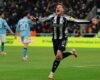 PREMIER LEAGUE : NEWCASTLE UNITED VS MANCHESTER CITY – 22/11/2025   (PHOTO – HARVEY BARNES CELEBRATES)