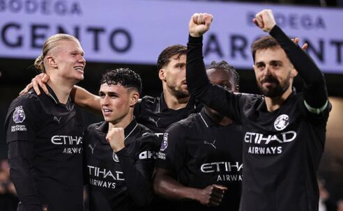 PREMIER LEAGUE :  FULHAM VS MANCHESTER CITY – 02/11/2025 (PHOTO – MAN CITY CELEBRATE)