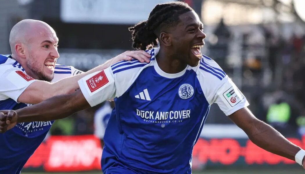FA CUP :  MACCLESFIELD VS CRYSTAL PALACE – 10/01/2026 (PHOTO ISAAC BUCKLEY-RICKETTS CELEBRATES)