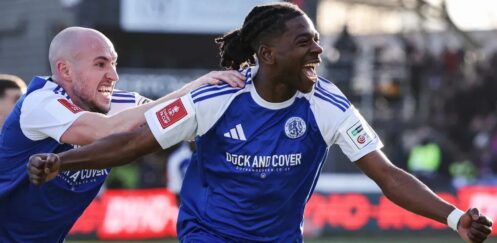 FA CUP :  MACCLESFIELD VS CRYSTAL PALACE – 10/01/2026 (PHOTO ISAAC BUCKLEY-RICKETTS CELEBRATES)