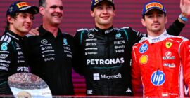 GEORGE RUSSELL WINS THE AUSTRALIAN GRAND PRIX WITH MERCEDES TEAM-MATE ANTONELLI SECOND AGAIN AND CHARLES LECLERC THIRD (PICTURED)