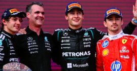 GEORGE RUSSELL WINS THE AUSTRALIAN GRAND PRIX WITH MERCEDES TEAM-MATE ANTONELLI SECOND AGAIN AND CHARLES LECLERC THIRD (PICTURED)