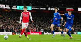 PREMIER LEAGUE : 14/03/2026  (PHOTO – MAX DOWMAN SCORES FOR ARSENAL)