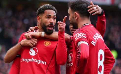 PREMIER LEAGUE :  SUNDAY – 15/03/2026  (PHOTO – ‘ANIMATION’😊BETWEEN BRUNO FERNANDES AND MATHEUS CUNHA)