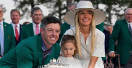RORY MCILROY WINS THE MASTERS – AGAIN!  (PHOTO – RORY MCILROY CELEBRATES WITH HIS FAMILY WEARING HIS GREEN JACKET)