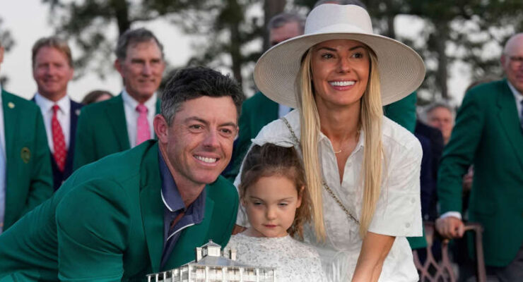 RORY MCILROY WINS THE MASTERS – AGAIN!  (PHOTO – RORY MCILROY CELEBRATES WITH HIS FAMILY WEARING HIS GREEN JACKET)