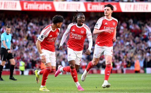 PREMIER LEAGUE : SATURDAY – 25/04/2026  (PHOTO – EBERECHI EZE CELEBRATES)