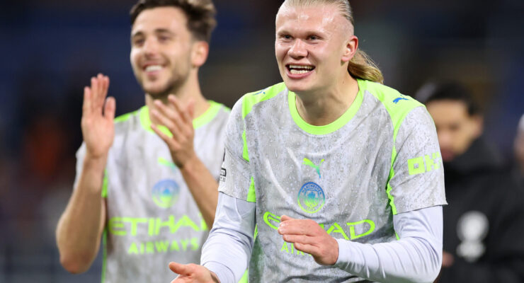 PREMIER LEAGUE :  BURNLEY VS MANCHESTER CITY – 22/04/2026  (PHOTO – ERLING HAALAND CELEBRATES)