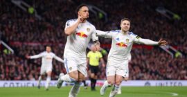 PREMIER LEAGUE : MANCHESTER UNITED VS LEEDS UNITED – 13/04/2026   (PHOTO – NOAH OKAFOR SCORED A BRACE FOR LEEDS)