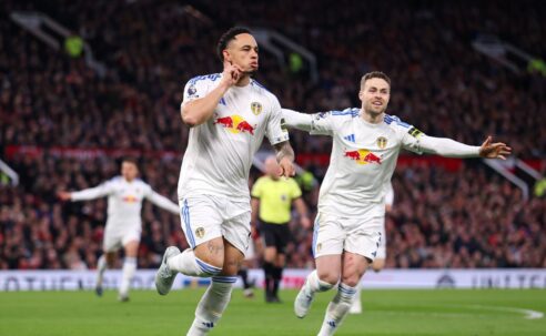 PREMIER LEAGUE : MANCHESTER UNITED VS LEEDS UNITED – 13/04/2026   (PHOTO – NOAH OKAFOR SCORED A BRACE FOR LEEDS)