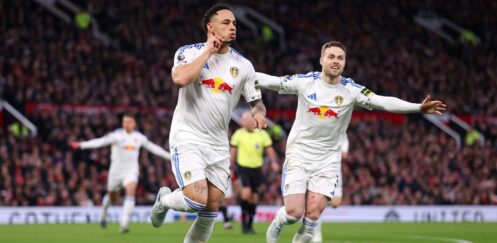 PREMIER LEAGUE : MANCHESTER UNITED VS LEEDS UNITED – 13/04/2026   (PHOTO – NOAH OKAFOR SCORED A BRACE FOR LEEDS)