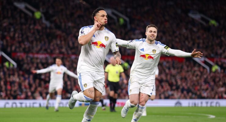 PREMIER LEAGUE : MANCHESTER UNITED VS LEEDS UNITED – 13/04/2026   (PHOTO – NOAH OKAFOR SCORED A BRACE FOR LEEDS)