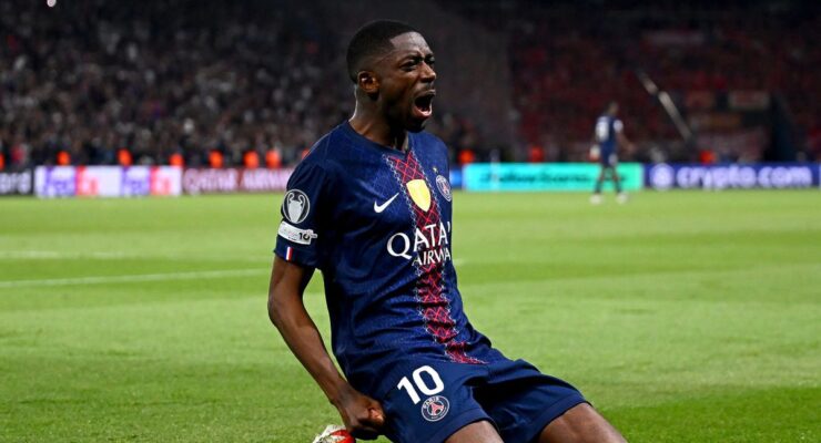 CHAMPIONS LEAGUE SEMI-FINAL :  PARIS SAINT GERMAIN VS BAYERN MUNICH – 28/04/2026  (PHOTO – OUSMANE DEMBELE CELEBRATES SCORING A BRACE)