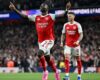 CHAMPIONS LEAGUE SEMI-FINAL : ARSENAL VS ATLETICO MADRID – 05/05/2026 (PHOTO – BUKAYO SAKA CELEBRATES)