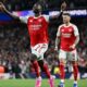 CHAMPIONS LEAGUE SEMI-FINAL : ARSENAL VS ATLETICO MADRID – 05/05/2026 (PHOTO – BUKAYO SAKA CELEBRATES)