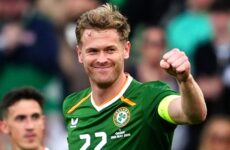INTERNATIONAL FRIENDLY : REPUBLIC OF IRELAND VS QATAR – 28/05/2026  (PHOTO – NATHAN COLLINS CELEBRATES)