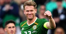 INTERNATIONAL FRIENDLY : REPUBLIC OF IRELAND VS QATAR – 28/05/2026  (PHOTO – NATHAN COLLINS CELEBRATES)