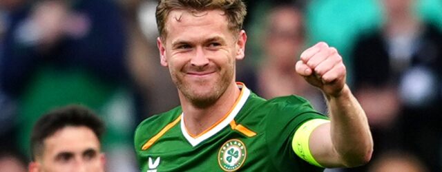 INTERNATIONAL FRIENDLY : REPUBLIC OF IRELAND VS QATAR – 28/05/2026  (PHOTO – NATHAN COLLINS CELEBRATES)