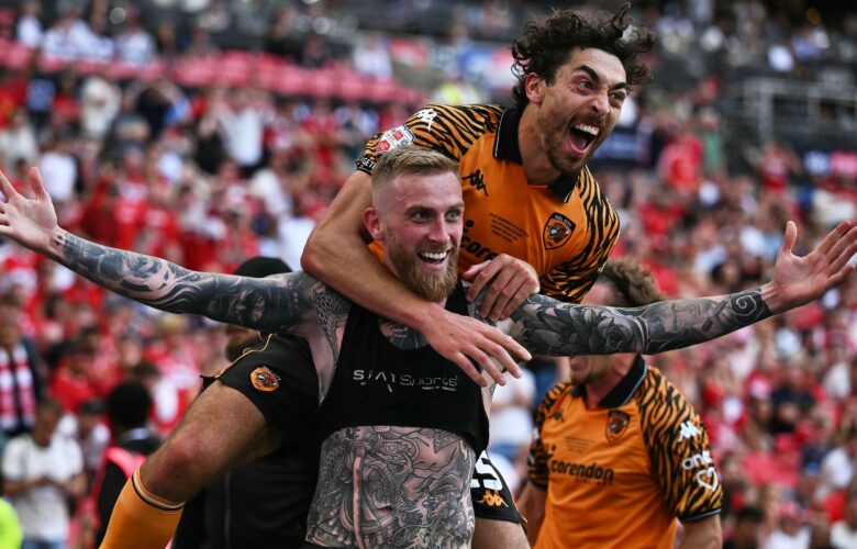 CHAMPION PROMOTION PLAY-OFFS:  HULL CITY VS MIDDLESBROUGH  (PHOTO – OLI MCBURNIE CELEBRATES)