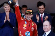 Charles Leclerc Wins The Monaco Grand Prix 2024  (Photo – Charles Leclerc Celebrates On The Podium With Princess Charlene and Prince Albert)