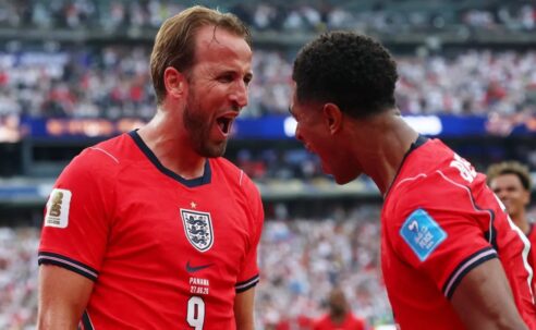FIFA WORLD CUP 2026 :  PANAMA VS ENGLAND – 27/06/2026  (PHOTO – HARRY KANE AND JUDE BELLINGHAM CELEBRATE)