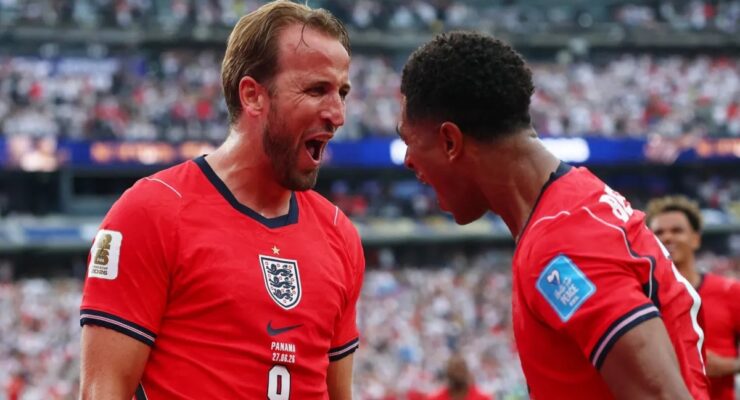 FIFA WORLD CUP 2026 :  PANAMA VS ENGLAND – 27/06/2026  (PHOTO – HARRY KANE AND JUDE BELLINGHAM CELEBRATE)