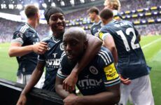 PREMIER LEAGUE : SATURDAY – 29/08/2026  (PHOTO – YOANE WISSA & ANTHONY ELANGA CELEBRATE)