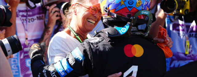 LANDO NORRIS TAKES POLE IN QUALIFYING IN MADRID!   (PHOTO – LANDO NORRIS CELEBRATES WITH HIS MUM CISCA AFTER HIS POLE WIN!)