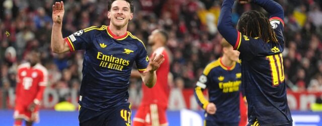 UEFA CHAMPIONS LEAGUE : WEDNESDAY – 22/10/2026  (PHOTO – DECLAN RICE CELEBRATES)