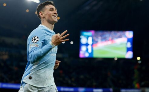 UEFA CHAMPIONS LEAGUE : TUESDAY – 20/10/2026 (PHOTO – PHIL FODEN CELEBRATES SCORING A HAT-TRICK FOR MAN CITY)