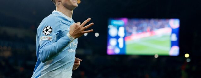 UEFA CHAMPIONS LEAGUE : TUESDAY – 20/10/2026 (PHOTO – PHIL FODEN CELEBRATES SCORING A HAT-TRICK FOR MAN CITY)